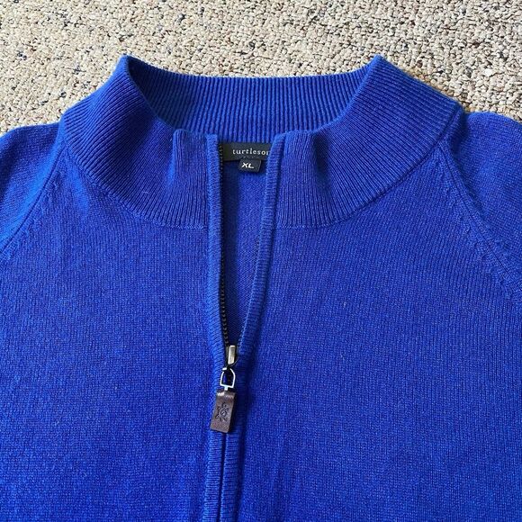 Turtleson Cashmere Knit Sweater Men Extra Large Blue 1/4 Zip Pullover LongSleeve - Picture 6 of 10